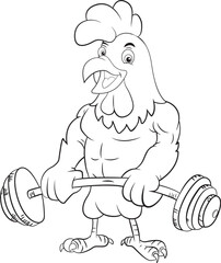 sports gym chicken mascot ilustration