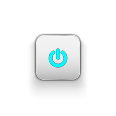 Realistic matte power button on a white background for user interface, web design. Vector illustration.
