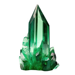 emerald green crystal isolated on transparent background cutout