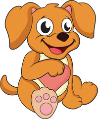 Cute puppy with a love cartoon hand drawn vector illustration. Can be used for t-shirt print, kids wear fashion design, baby shower invitation card.