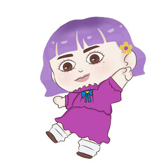 A little girl pink dress cartoon 