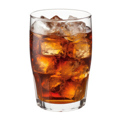 cola with ice isolated on transparent background cutout