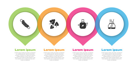 Fototapeta premium Set Washcloth, Oak leaf, Teapot with and Aroma diffuser. Business infographic template. Vector