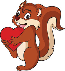 Cute cartoon squirrel and love. Vector illustration of an animal © wagimah visual