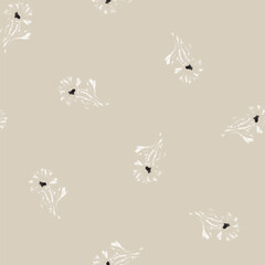 Neutral Colour Abstract Floral Seamless Pattern Design