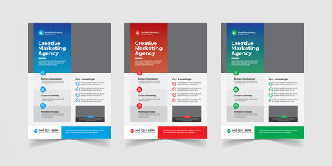 Flyer brochure cover design layout background, Corporate Business poster pamphlet blue red green colors scheme template in A4 size