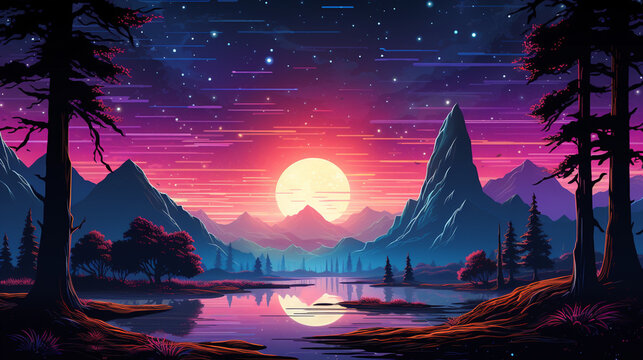 Fototapeta Retro 80s background Wallpaper