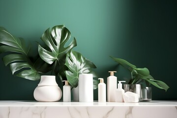 Skin care products on a luxury marble stone