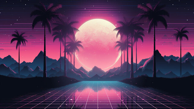 Fototapeta Retro 80s background Wallpaper