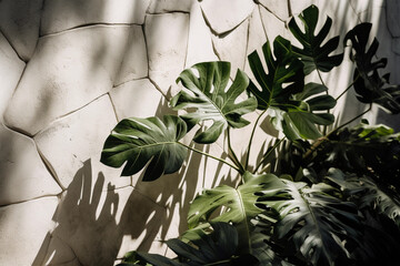 Plants in the garden on an eroder wall