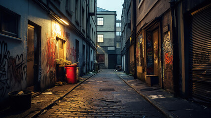 Fototapeta na wymiar Exploring Quirky Lanes and Secret Corners of the City. Generative Ai