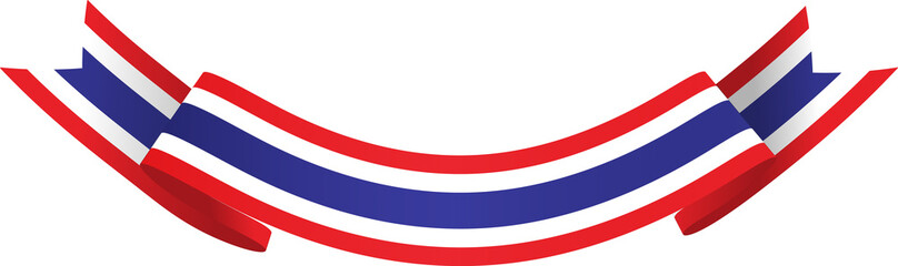 Thai Flag Ribbon waving isolated, Thailand