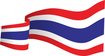 Thai Flag Ribbon waving isolated, Thailand