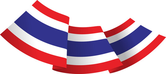 Thai Flag Ribbon waving isolated, Thailand