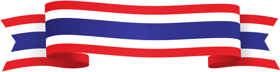Thai Flag Ribbon waving isolated, Thailand