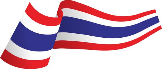 Thai Flag Ribbon waving isolated, Thailand