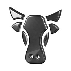 This is a beautifully designed 3D cow icon with a beautiful metallic texture.