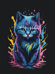 Colorful cat illustration. AI generated illustration