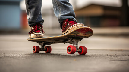 Fototapeta na wymiar Kickflips and Ollies, Mastering Street Skateboarding Skills. Generative Ai