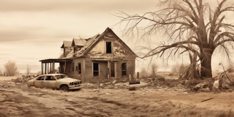 Obraz premium Generative AI. Walk through the Dead City. post apocalypse 3d concept illustration