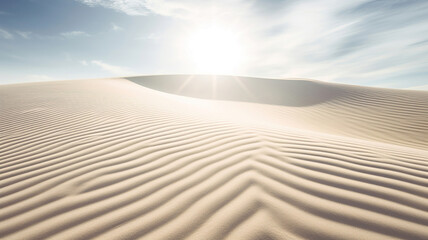 Naklejka premium Illusionary Sandscape with Dramatic Sunrays. Generative Ai