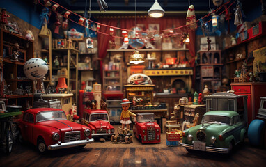 Obraz premium Vintage Toy Wonderland. Nostalgic Delights from Childhood. Generative Ai