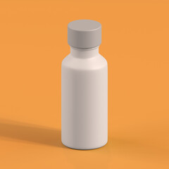 Monochrome Bottle on Orange Background, 3d Rendering