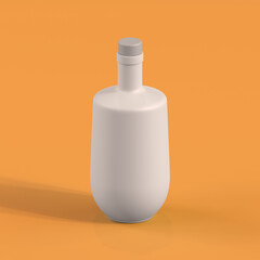 Monochrome Bottle on Orange Background, 3d Rendering