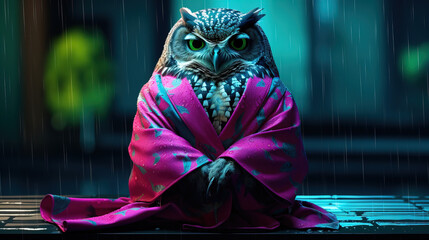Japanese style Meditating Owl