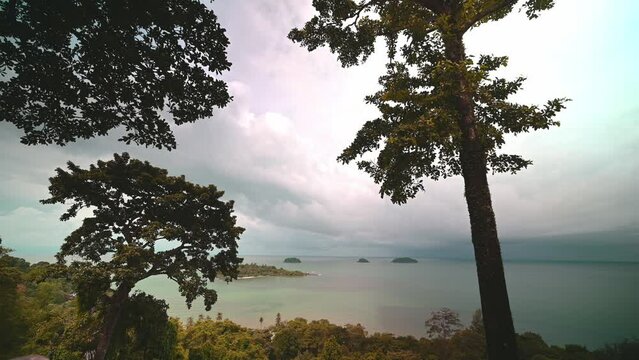 Beautiful seascape view with endless horizon at kai bae viewpoint on koh chang trat thailand.Ko Chang island, known also as 'Elephant Island' named because of its elephant shaped headland
