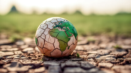 global warming of the planet, cracked earth, ecological disaster, made with Generative AI