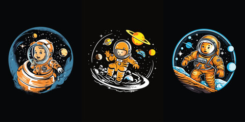 Space travel baby t-shirt design bundle