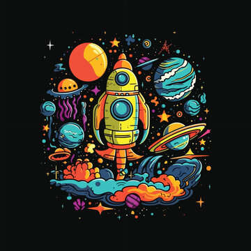 Space graphic t-shirt design