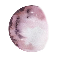 Watercolor light lilac moon