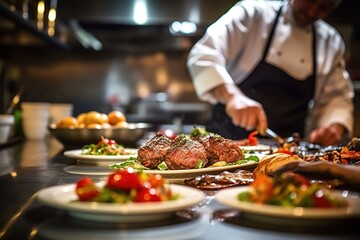 A vibrant and enticing scene from a bustling kitchen.Created with Generative Ai technology.