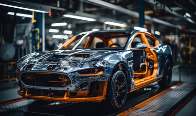 steel car frame quality check on a assemble line