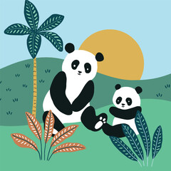 panda bear and bamboo