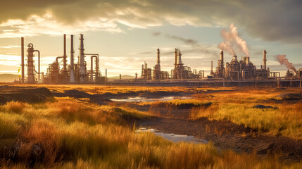 Fototapeta na wymiar modern oil refineries and chemical industry, processing plants, made with Generative AI