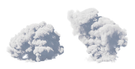 Clouds set isolated on transparent background. White cloudiness, mist or smog background.