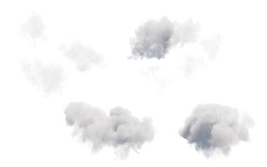 Clouds set isolated on transparent background. White cloudiness, mist or smog background.