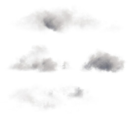 Clouds set isolated on transparent background. White cloudiness, mist or smog background.