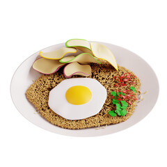 3D Illustration of Nasi Goreng