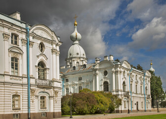 Fototapeta na wymiar Smolny cathedral - Resurrection of Christ church in Saint Petersburg. Russia