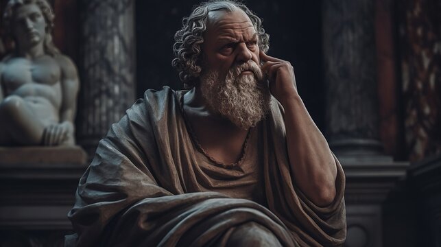 An ancient Greek philosopher reflects on existence. Created with Generative Ai technology.
