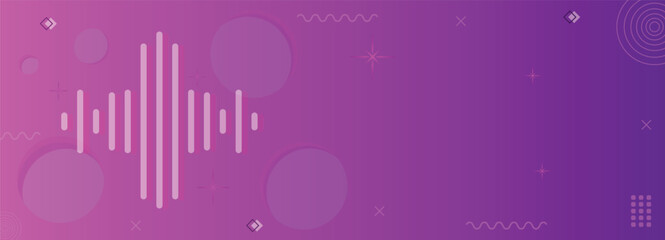 Abstract background with bubble and star design, pink and purple color horizontal backdrop, gradient graphic design vector illustration template with shapes