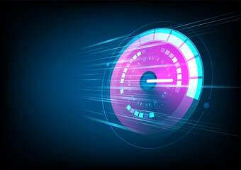 Abstract glow speedometer dashboard background. Vector illustration.
