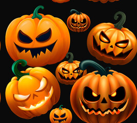 Halloween pumpkins Pattern for Fabric and Wallpaper