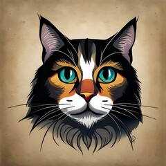 Obraz premium Funny cat sketch image with black background. Generative AI