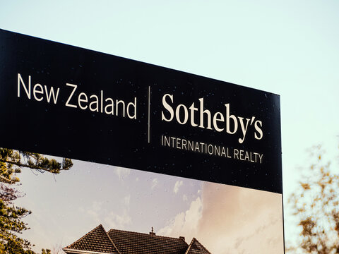 Sotheby's International Realty sign. Auckland, New Zealand