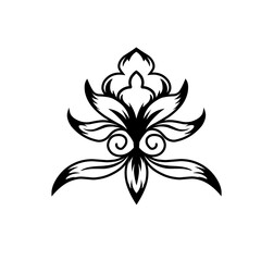 Illustration vector graphic of tribal art black floral ornament